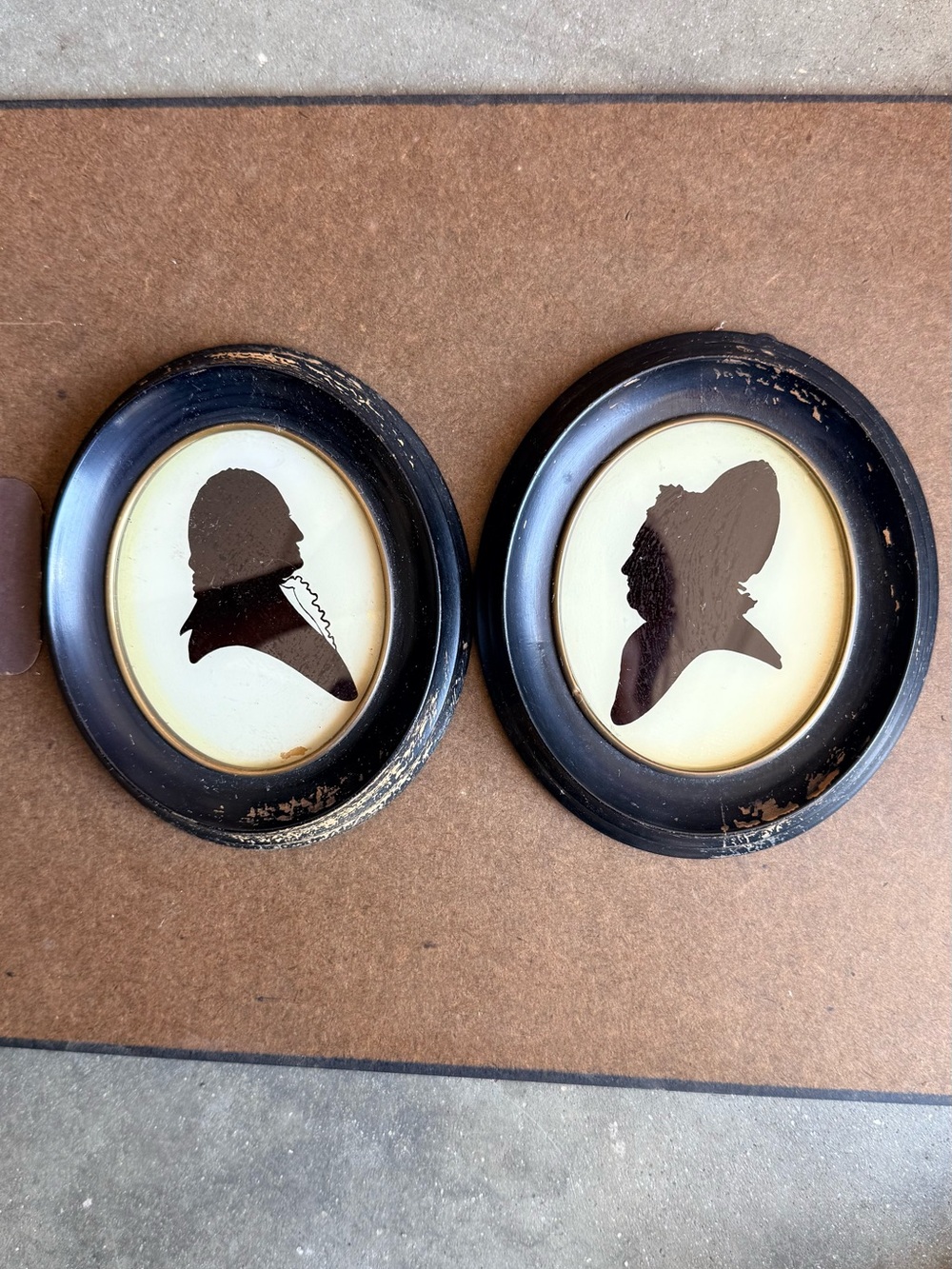 Black Framed Vintage Silhouette Wall Art Pair